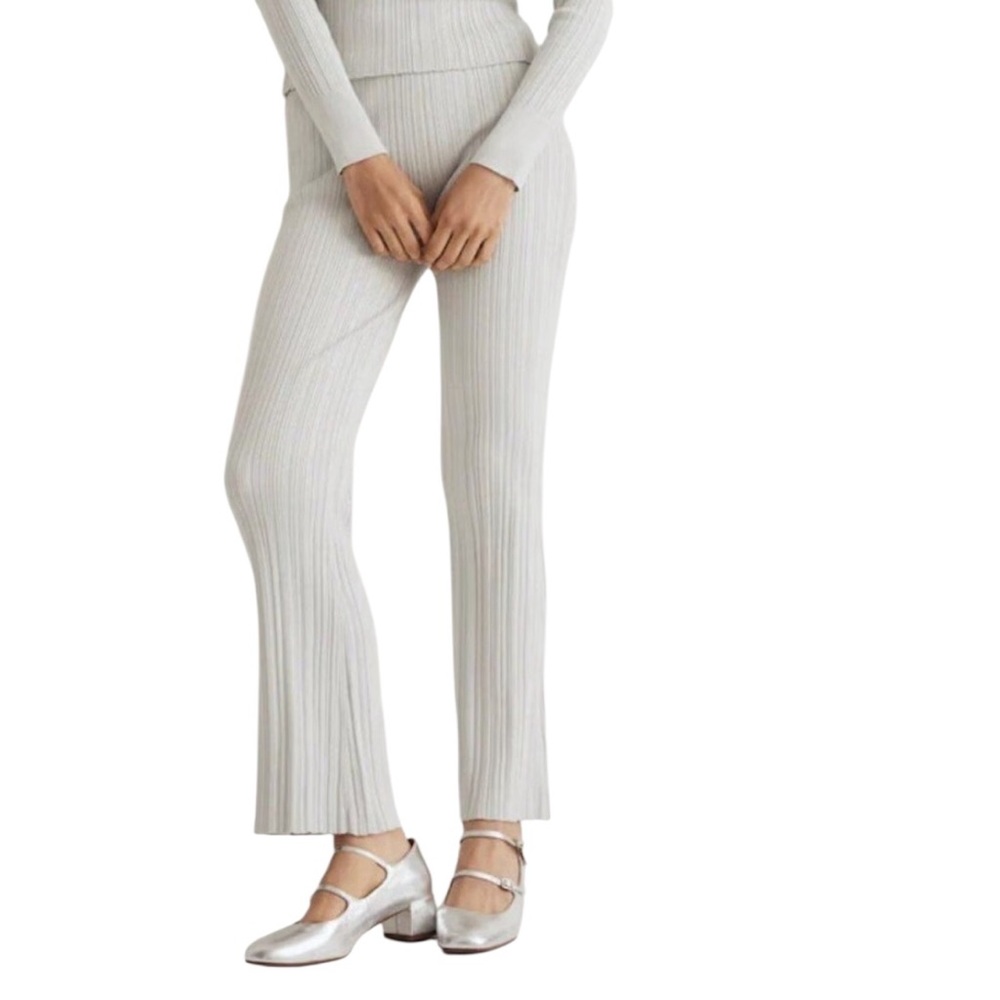 EUC Madewell x Aimee Song Shimmer High Waist Pull-On Ribbed Knit Sweater Pants